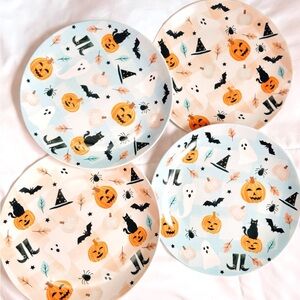 Harvest Green Halloween Plates 4 set pastel